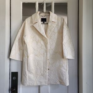 Banana Republic Cream Floral Retro Style Blazer Jacket